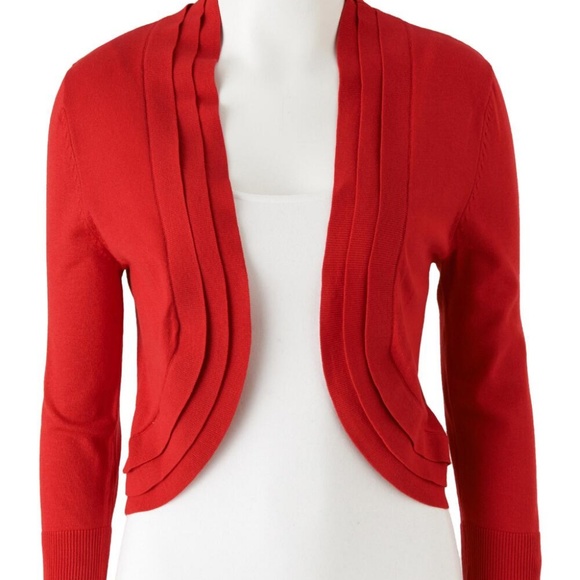 red shrug cardigan
